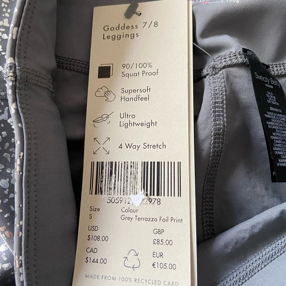 NWT SWEATY BETTY Goddess 7/8 Terrazzo Foil Print - Picture 4 of 6